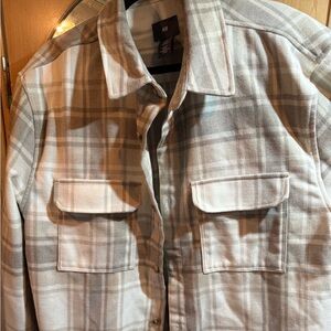 H&M Cream and Gray Lightweight Shirt Jacket